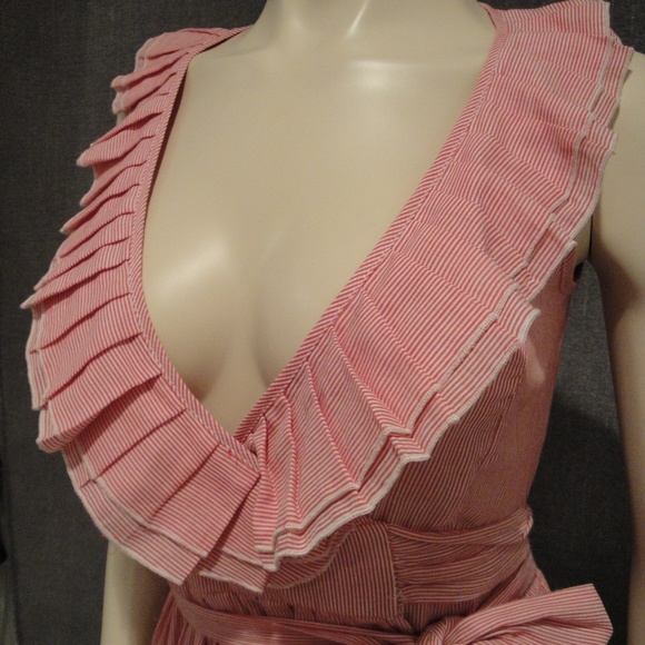 Red and White pinstripe sundress size small - Picture 2 of 8